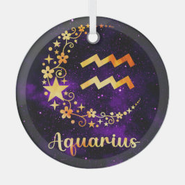 Adorno De Cristal Crea tu propio Aquarius Zodiac Celeste Púrpura
