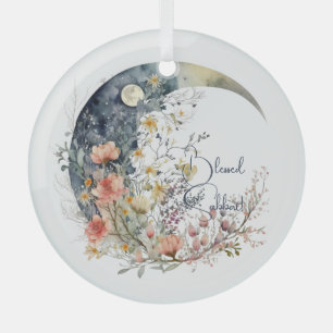 Adorno De Cristal Crea tu propio creciente lunar floral de pradera p