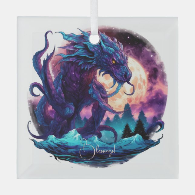 Adorno De Cristal Crea tu propio dragón de agua kraken mítico (Anverso)