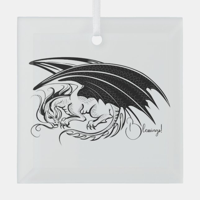 Adorno De Cristal Crea tu propio dragón negro (Anverso)