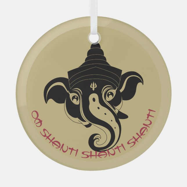 Adorno De Cristal Crea tu propio Ganesh de Oro y Negro (Anverso)