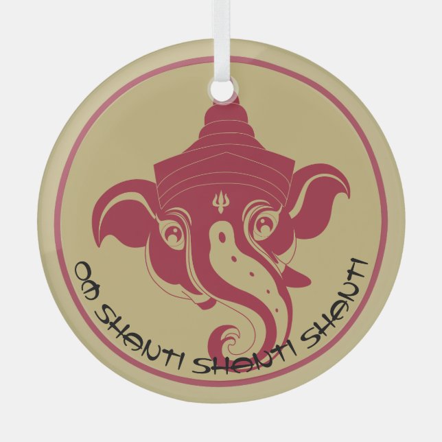 Adorno De Cristal Crea tu propio Ganesh Rojo y Oro (Anverso)