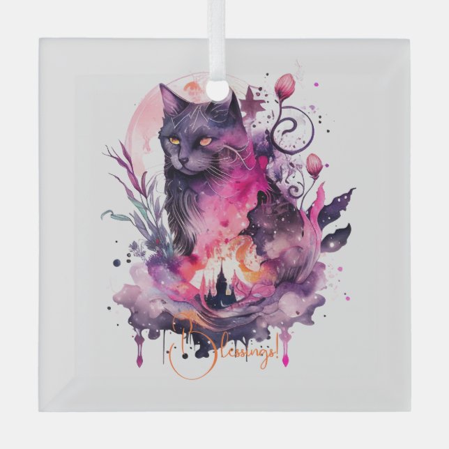 Adorno De Cristal Crea tu propio gato negro mágico (Anverso)