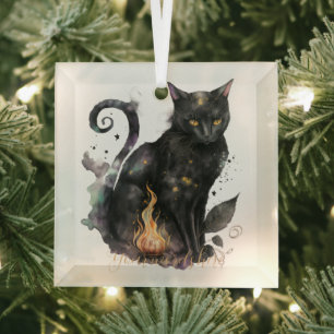 Adorno De Cristal Crea tu propio gato negro mágico