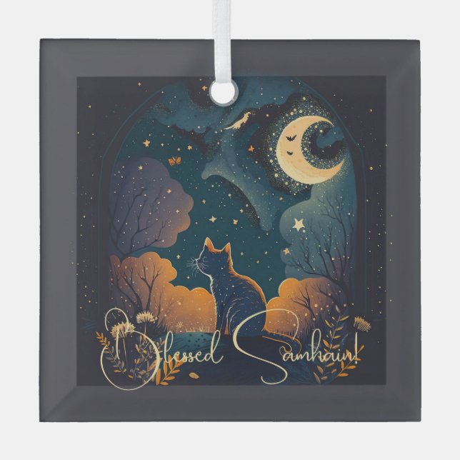 Adorno De Cristal Crea tu propio gato negro mágico (Anverso)