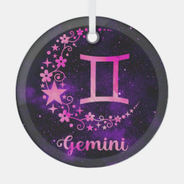 Adorno De Cristal Crea tu propio Gemini Celestial Púrpura Zodiac