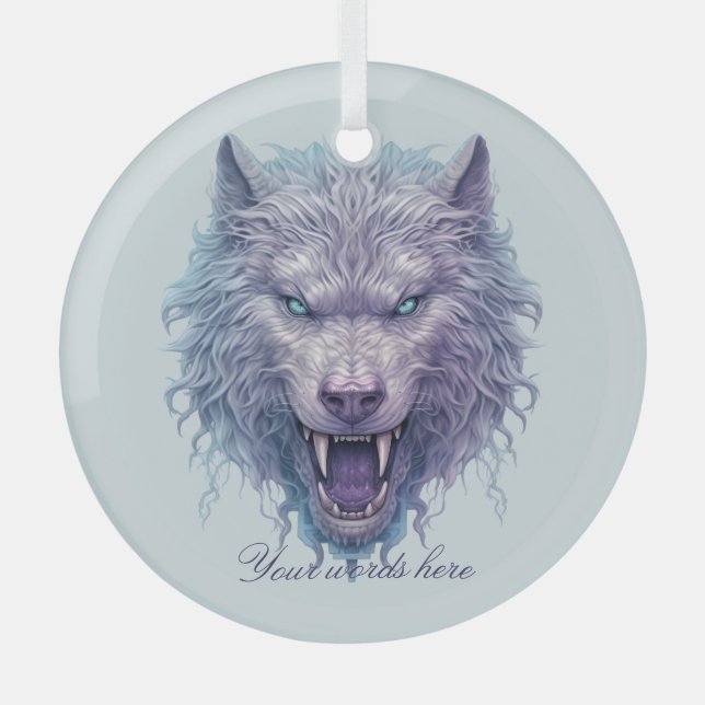 Adorno De Cristal Crea tu propio Lobo Púrpura Malvado (Anverso)