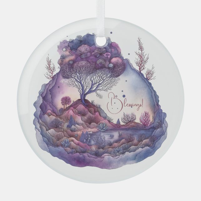 Adorno De Cristal Crea tu propio paisaje de fantasía púrpura (Anverso)