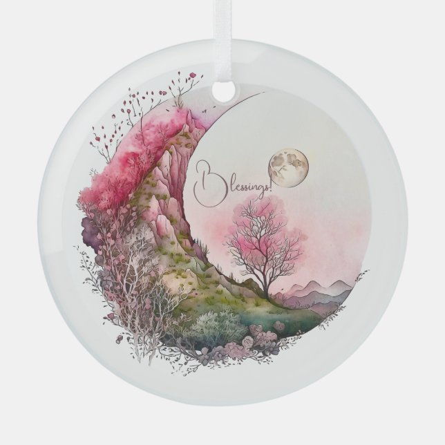 Adorno De Cristal Crea tu propio paisaje de luna rosa (Anverso)