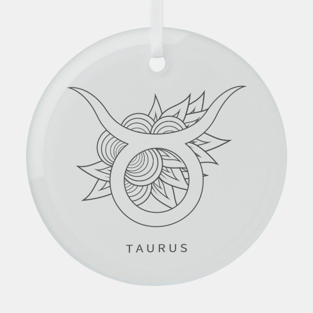 Adorno De Cristal Crea tu propio Tauro Blanco y Negro Elegante (Anverso)