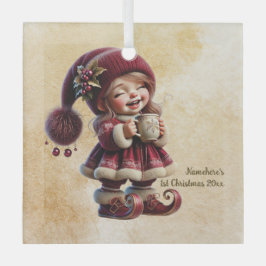 Adorno De Cristal Crea tu propio vintage Gnome de Navidad sonriente