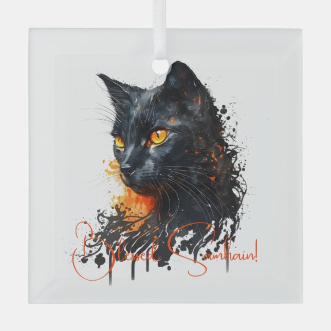 Adorno De Cristal Crea tu propio y feroz busto negro de gato (Anverso)