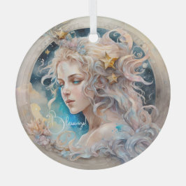 Adorno De Cristal Crea tu propio Zodiac Virgo Mítico Azul y Oro