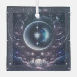 Adorno De Cristal Crea tus propias nubes rosadas y luna de plata