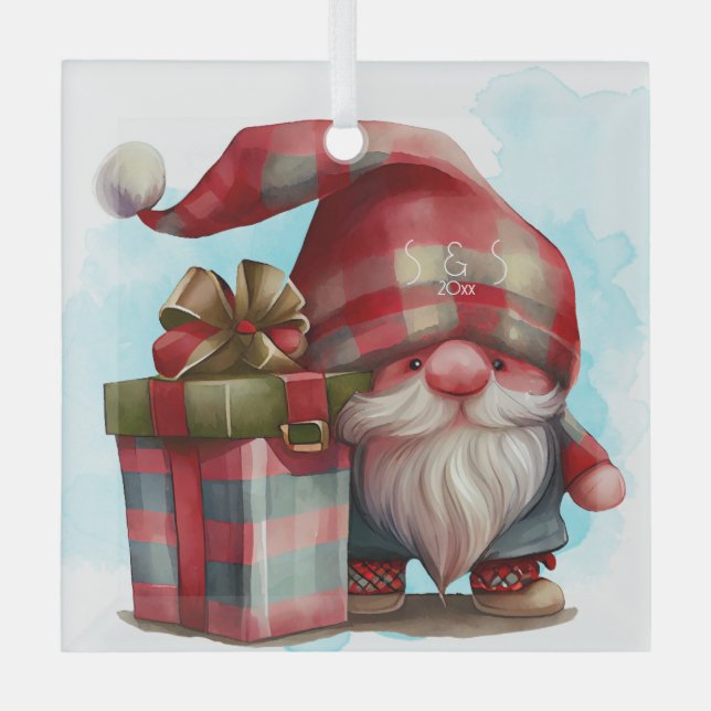 Adorno De Cristal Crear su propio Gnome de Navidades de Plaid (Anverso)