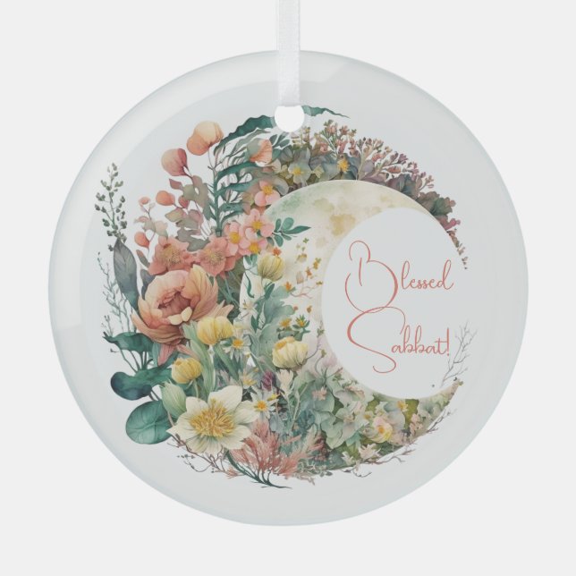 Adorno De Cristal Create Your Own Tropical Floral Crescent Moon (Anverso)