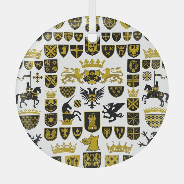 Adorno De Cristal Crestas heráldicas, diseños simbólicos. (Anverso)