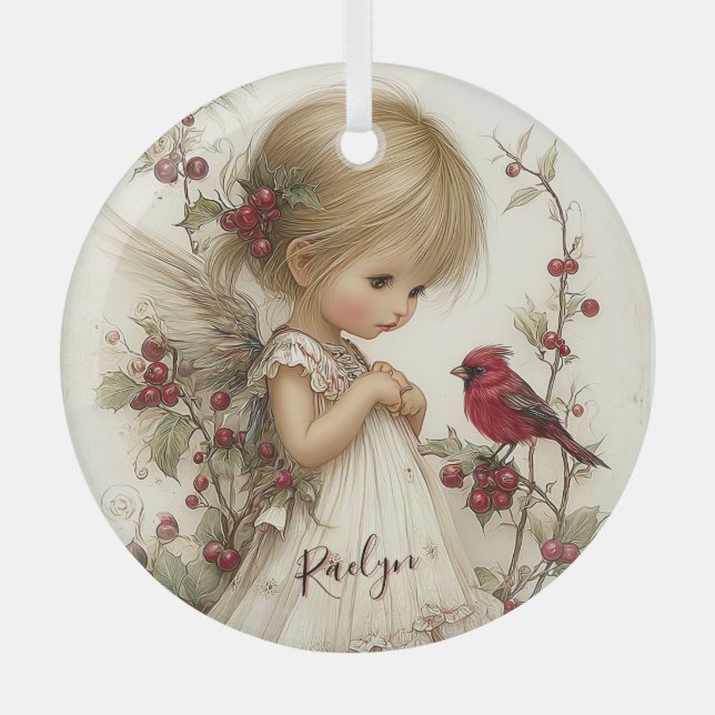 Adorno De Cristal Crimson Wings and Winter Wishes (Anverso)