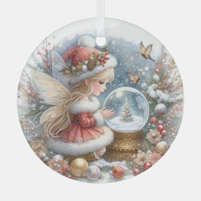 Adorno De Cristal Crimson Wonder in Winter’s Glow (Anverso)