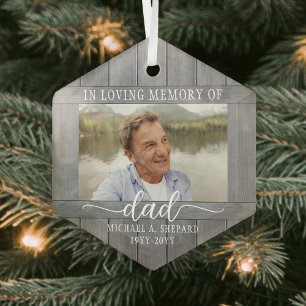 Adorno De Cristal Cualquier texto 1 Foto Memorial Gris Faux Wood Hex