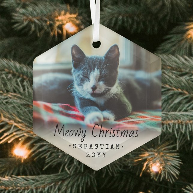 Adorno De Cristal Cualquier texto con Navidades flojos gatos fotogra (Subido por el creador)