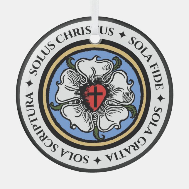 Adorno De Cristal Cuatro Solas - Luterano (Anverso)