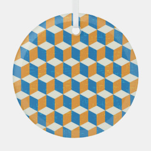 Adorno De Cristal Cubos isométricos retro, ilusión geométrica