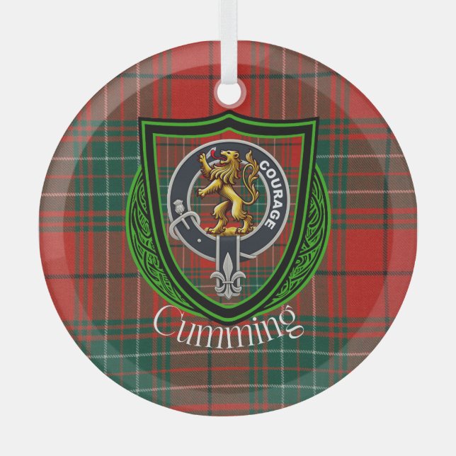 Adorno De Cristal Cumming Scottish Clan Tartan & Crest (Anverso)