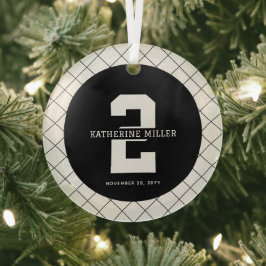 Adorno De Cristal Cumpleaños 2 Personalizado Moderno y Elegante  