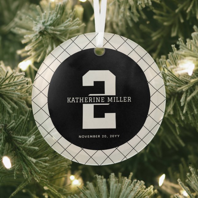 Adorno De Cristal Cumpleaños 2 Personalizado Moderno y Elegante   (in situ)