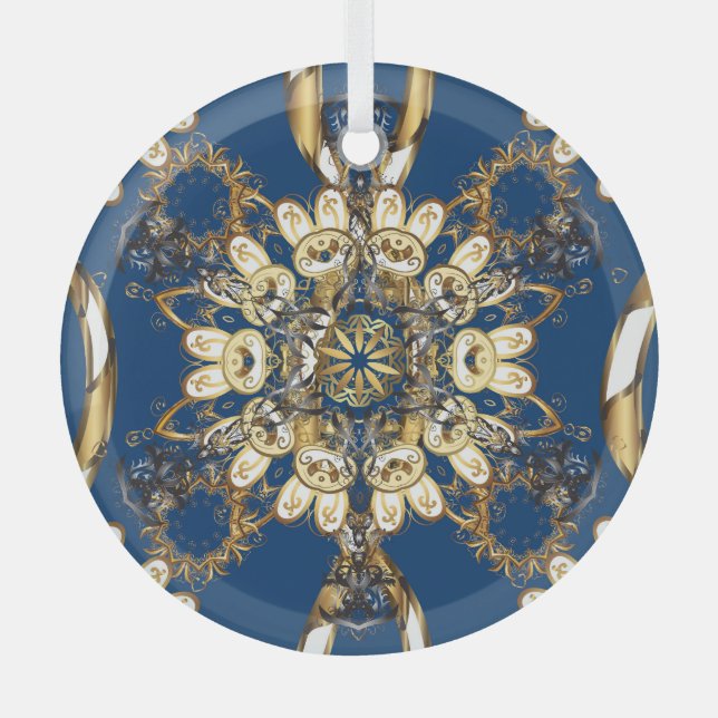 Adorno De Cristal Curlos dorados, patrón de cosecha oriental. (Anverso)