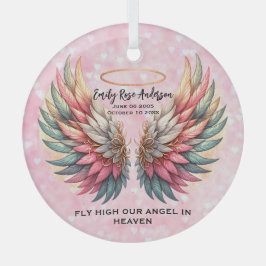 Adorno De Cristal Customizable Angel Wings Memorial 