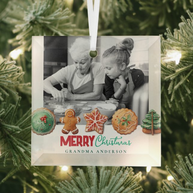 Adorno De Cristal Cute Christmas Cookies Holiday Baking Photo  (in situ)