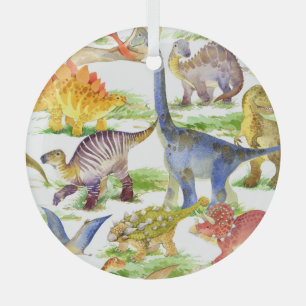Adorno De Cristal Cute Dinosaurios Acuarela Arte Sin Marea