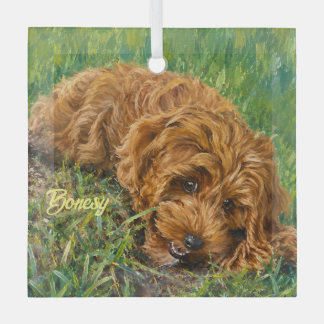 Adorno De Cristal Cute Golden Doodle