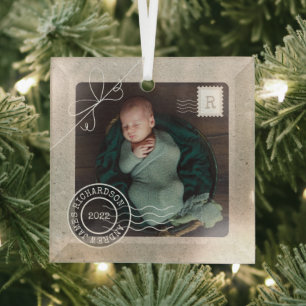 Adorno De Cristal Cute Parcela de Entrega Bebé Nacimiento Foto de an