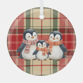 Adorno De Cristal Cute Penguin Family Christmas Ornament 