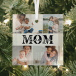 Adorno De Cristal Cute te te amo foto del Día de la Madre<br><div class="desc">Cute I Love You Mom's Day Photo Christmas Ornament incluye cuatro de tus fotos favoritas con el texto "I love you Mom" en la moderna tipografía negra. Diseñado por ©Evco Studio www.zazzle.com/store/evcostudio</div>