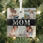 Adorno De Cristal Cute te te amo foto del Día de la Madre<br><div class="desc">Cute I Love You Mom's Day Photo Christmas Ornament incluye cuatro de tus fotos favoritas con el texto "I love you Mom" en una tipografía blanca moderna. Diseñado por ©Evco Studio www.zazzle.com/store/evcostudio</div>