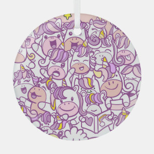 Adorno De Cristal Cute Unicorn Pony: Colección Magic Doodle