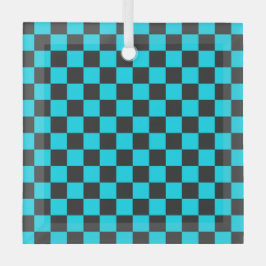 Adorno De Cristal Cyan and charcoal checkerboard pattern