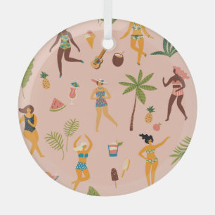 Adorno De Cristal Damas De Bañera: Danza Tropical Vintage