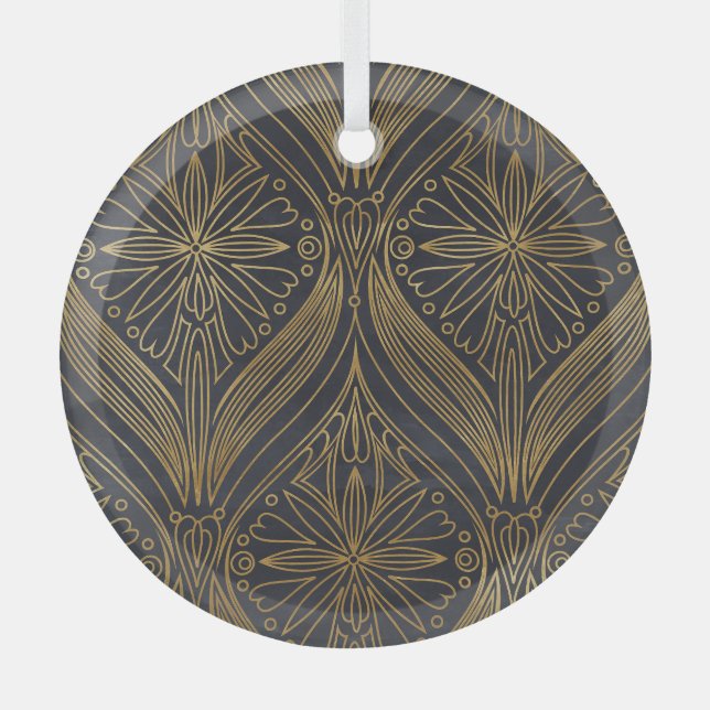 Adorno De Cristal Damasco de filigrí dorado (Anverso)