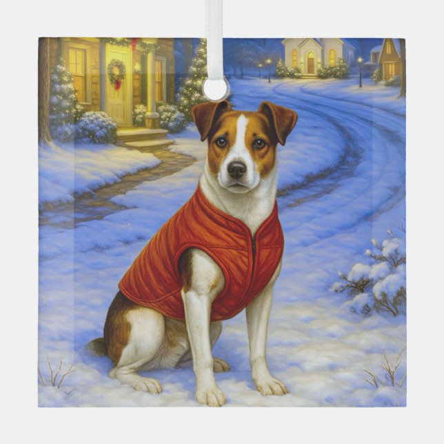 Adorno De Cristal Danish-Swedish Farm Dog Holiday Card (Anverso)