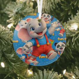 Adorno De Cristal Danny y Dave elefante y panda Funtime Navidad