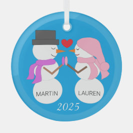 Adorno De Cristal Darling Snowpeople en el amor