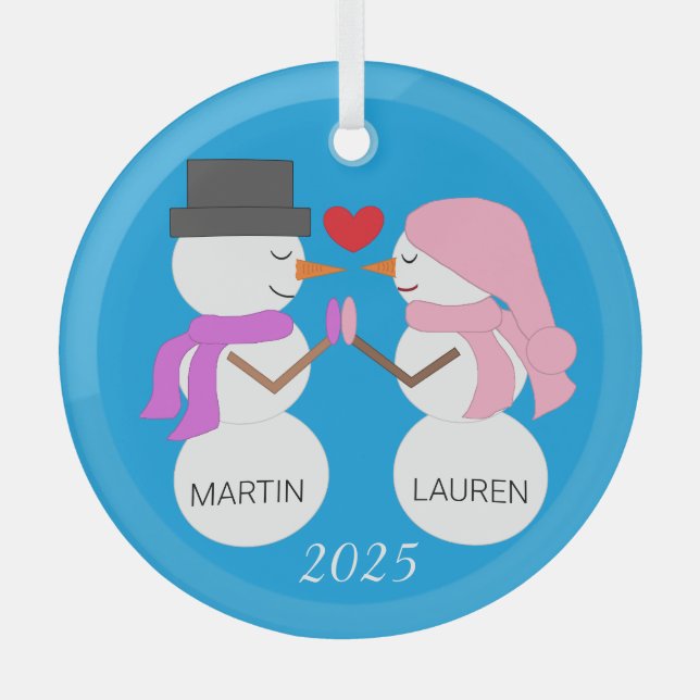 Adorno De Cristal Darling Snowpeople en el amor (Anverso)