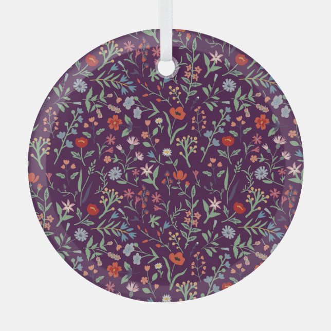 Adorno De Cristal Decorativo patrón floral sin costuras. (Anverso)