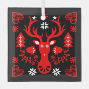 Adorno De Cristal Deer de Navidades rojos escandinavos