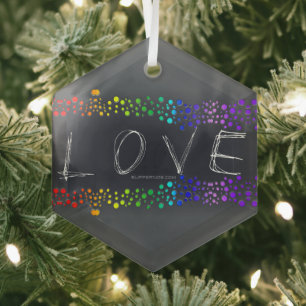 Adorno De Cristal degradado de la palabra de amor de SlipperyJoe